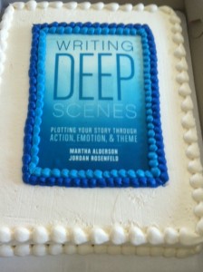 Writing Deep Scenes book launch cake